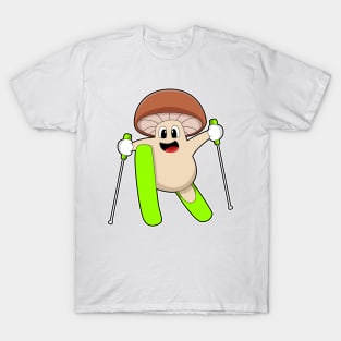 Mushroom as Skier with Ski T-Shirt